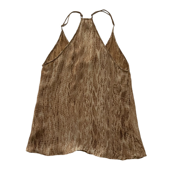 Karina Grimaldi 100% Silk Tank Top - Snake Print - Brown Tan - Size S - Picture 2 of 4